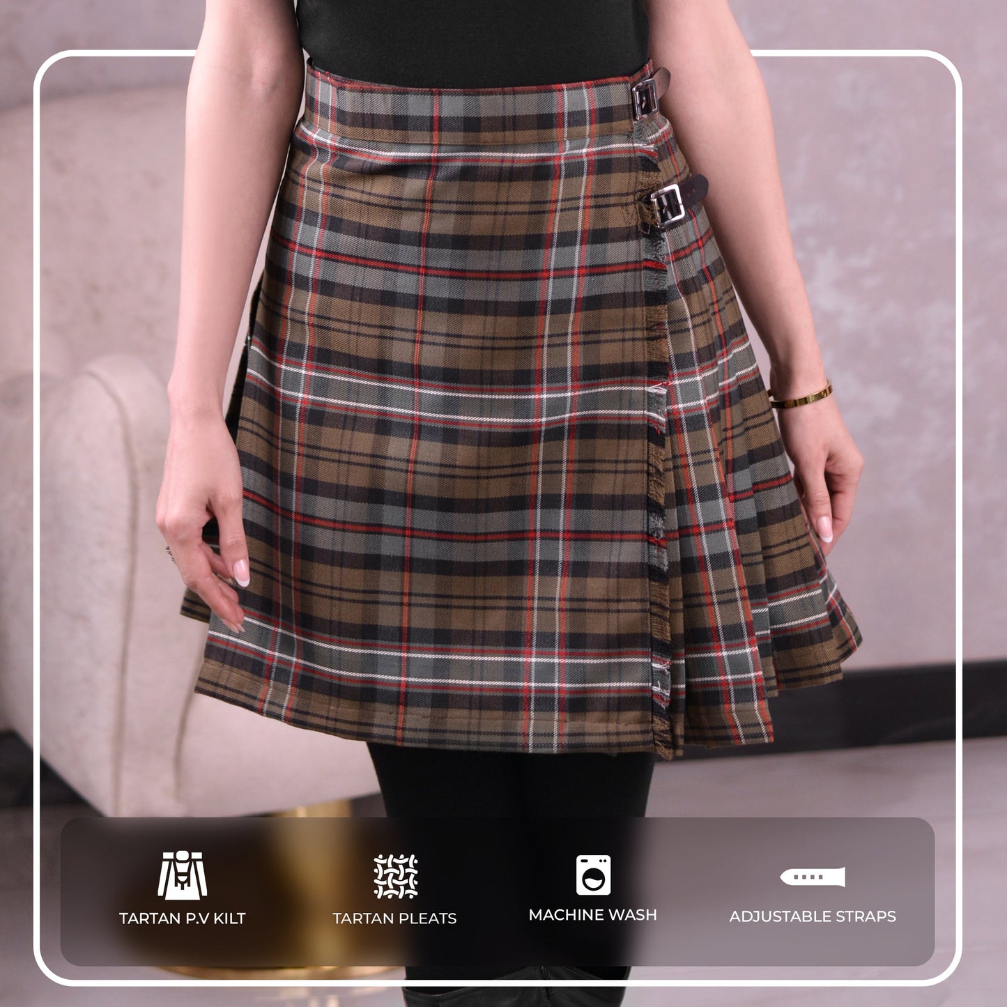 Woman Plaid Kilt - Scottish Heritage Weathered Tartan Kilt - Premium Quality & Timeless Style | Big & Tall