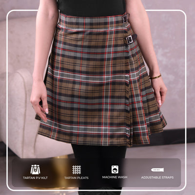 Woman Plaid Kilt - Scottish Heritage Weathered Tartan Kilt - Premium Quality & Timeless Style | Big & Tall