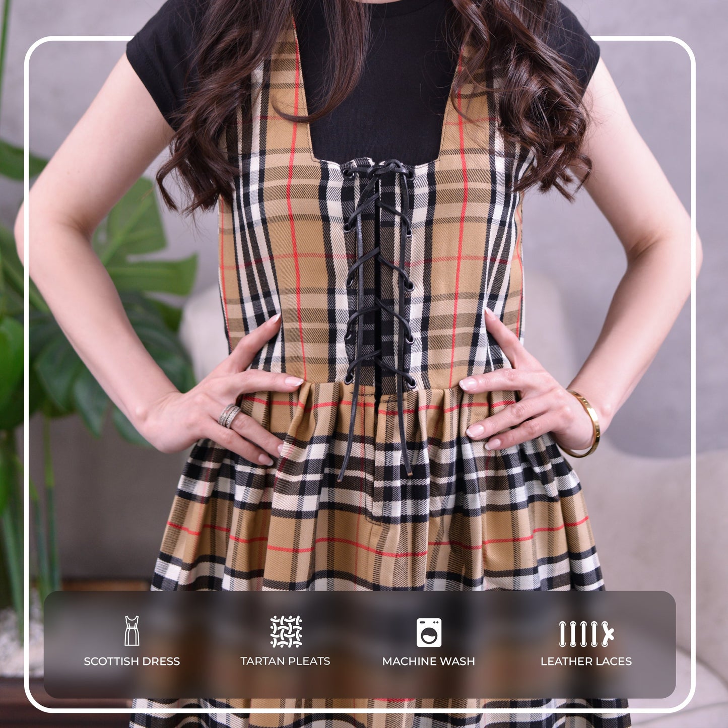 Women's Scottish Highland Dress - Long Tartan Dress | Camel Thomson