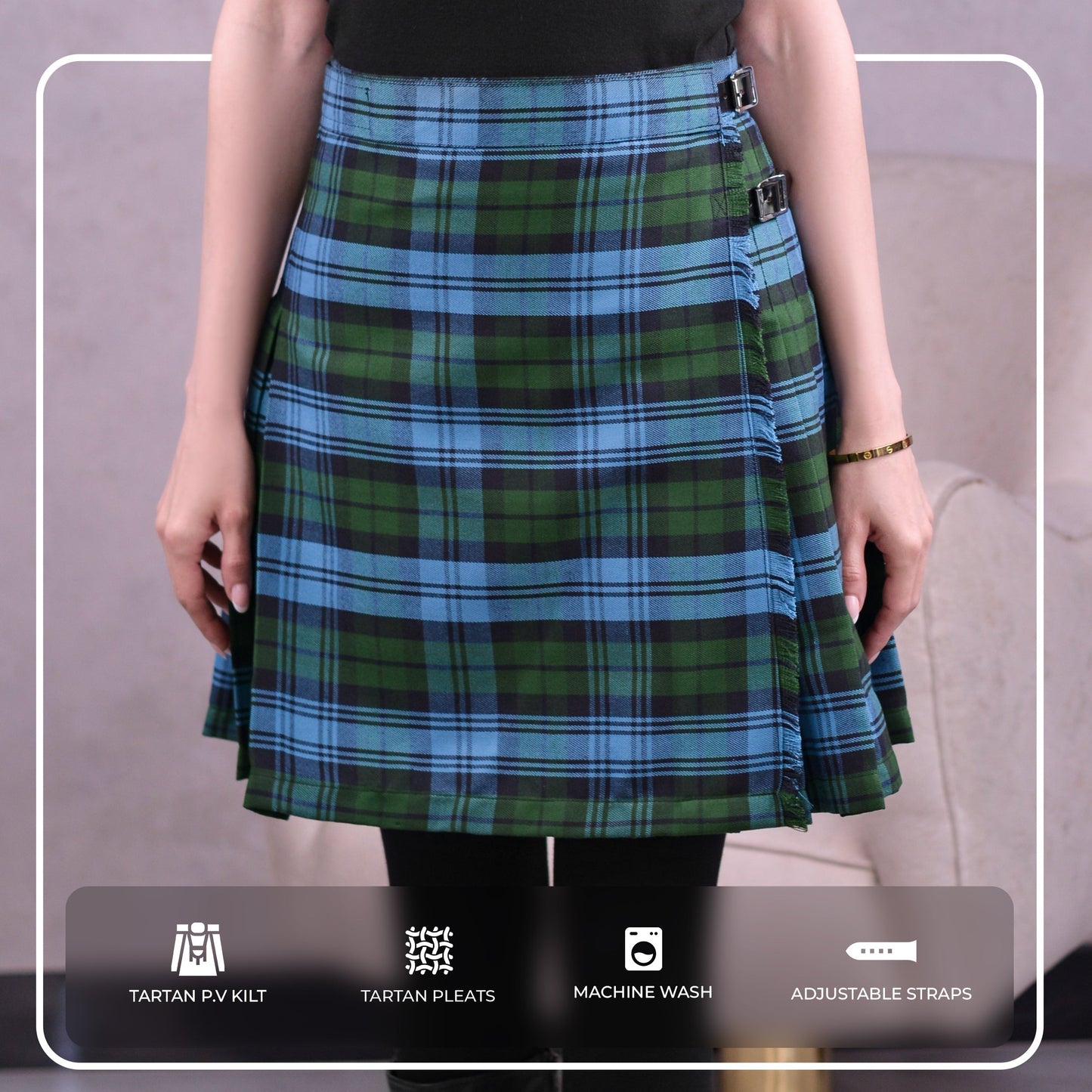 Woman Plaid Kilt -  Ancient Campbell Tartan Kilt - Premium Quality & Timeless Style | Big & Tall