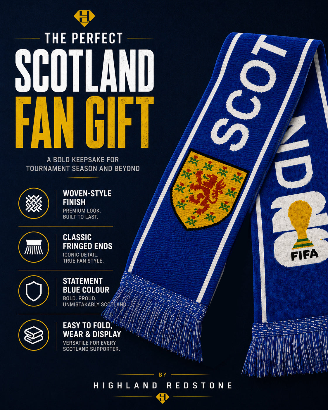 Scotland FIFA Fan Muffler - Thick Double Knit Supporter Scarf