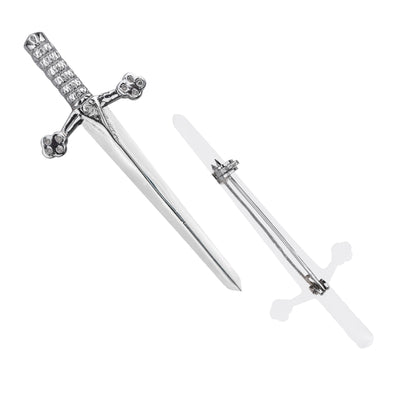 Chrome Bruce Sword kilt pin with elegant design