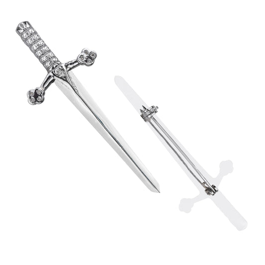 Chrome Bruce Sword kilt pin with elegant design