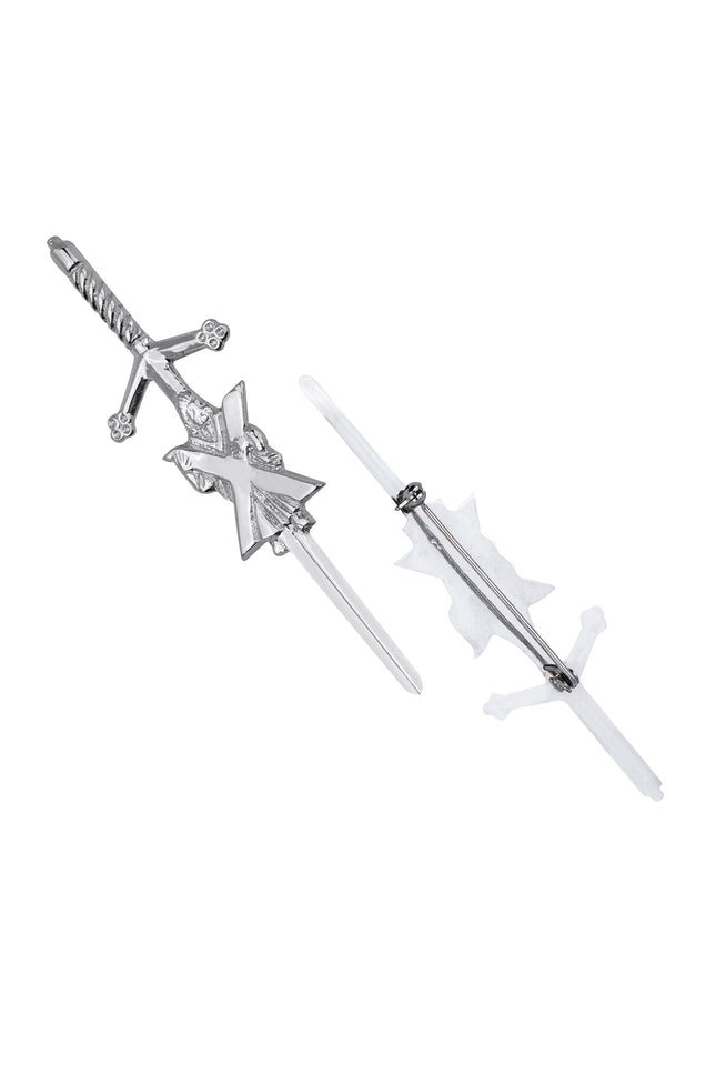 Chrome Saint Andrew kilt pin with Saint Andrew's Cross design