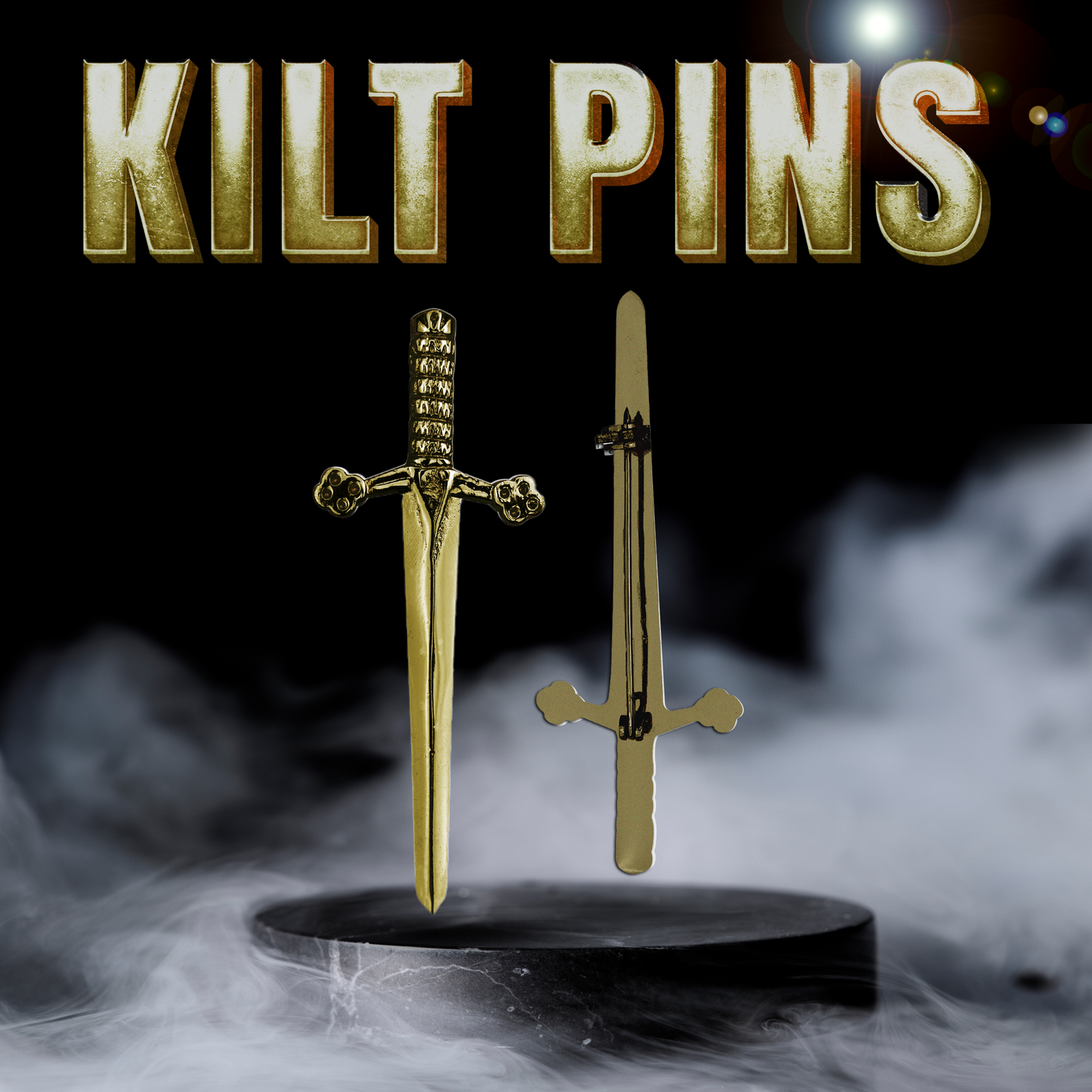 Antique Kilt Pin featuring a detailed replica of the Bruce Sword, perfect for adding elegance to your kilt outfit.