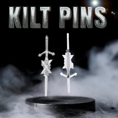 Chrome Saint Andrew kilt pin with Saint Andrew's Cross design