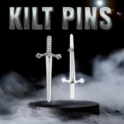 Chrome Bruce Sword kilt pin with elegant design