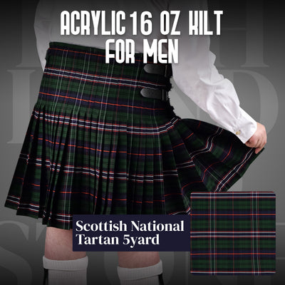 Acrylic Kilt | 16oz  Scottish National Tartan Kilt | Big & Tall