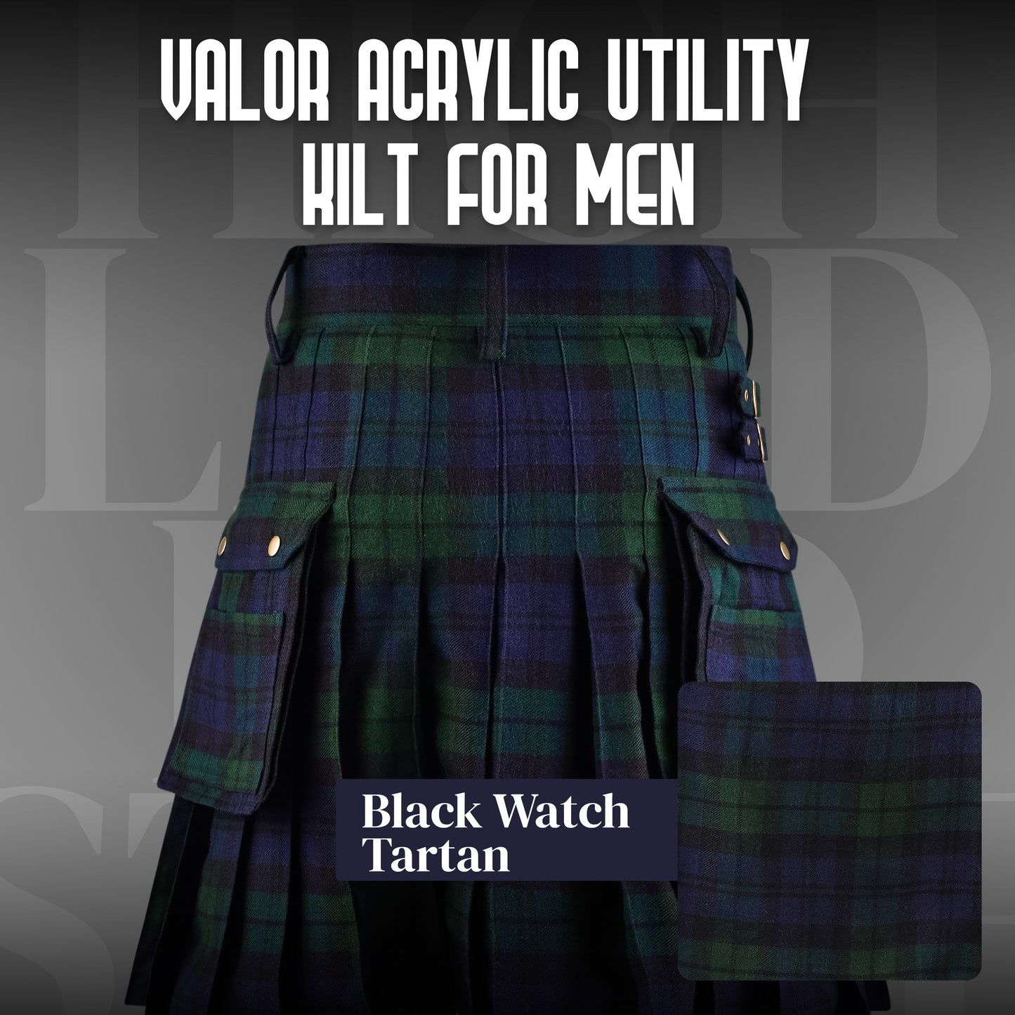 Valor Acrylic Utility Kilt | 16oz Black Watch Scottish Tartan KIlt | Big & Tall
