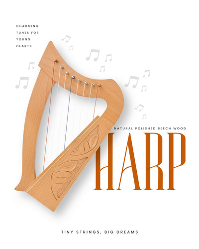 Mini Celtic Harp 8 String | Portable Celtic Instrument for Beginners & Professionals