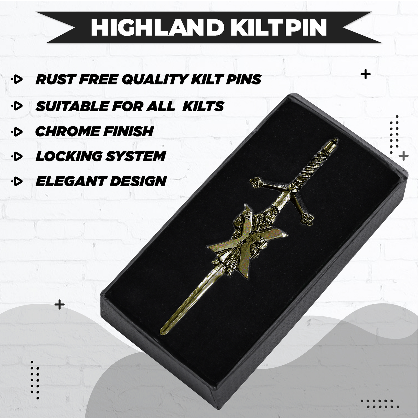 Antique St Andrew kilt pin with St Andrew's Cross design