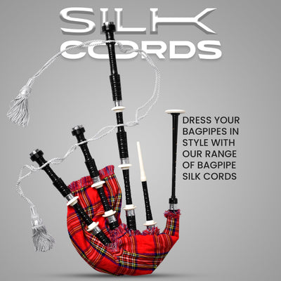 Highland Redstone Bagpipe Silk Cord | Silver