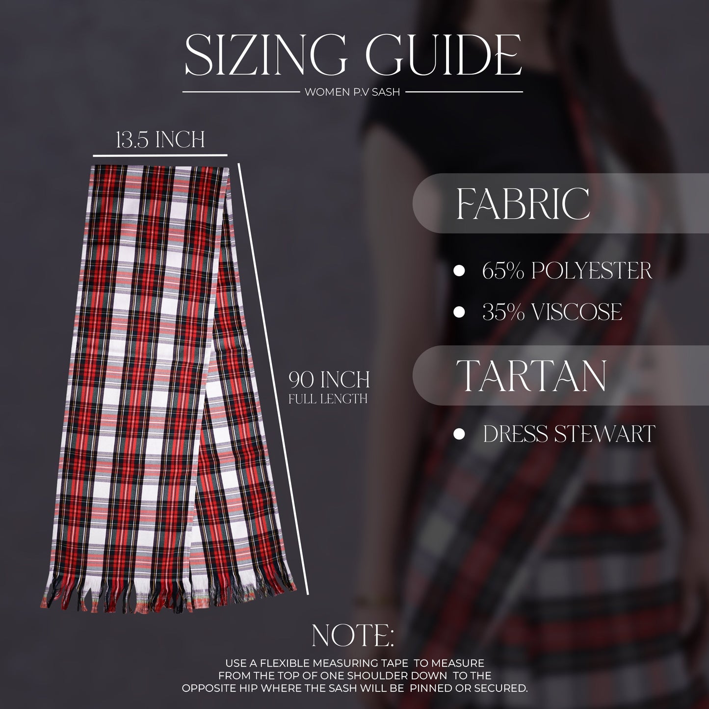 Women's Sash in Dress Stewart Tartan