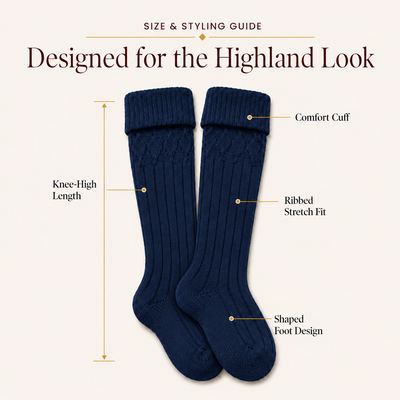 Comfortable Wool Blend Blue Kilt Hose | High-Quality Kilt Socks