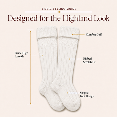 Comfortable Wool Blend White Kilt Hose | High-Quality Kilt Socks
