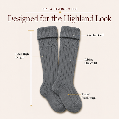 Comfortable Wool Blend Grey Kilt Hose | High-Quality Kilt Socks