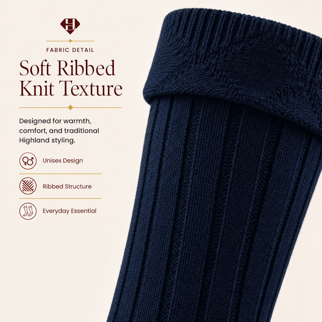 Comfortable Wool Blend Blue Kilt Hose | High-Quality Kilt Socks