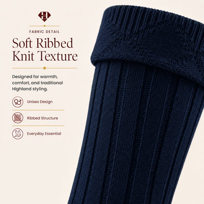 Comfortable Wool Blend Blue Kilt Hose | High-Quality Kilt Socks