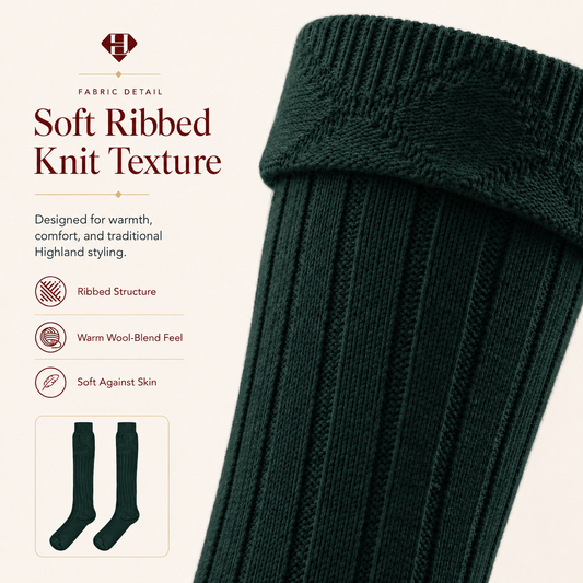 Comfortable Wool Blend Green Kilt Hose | High-Quality Kilt Socks