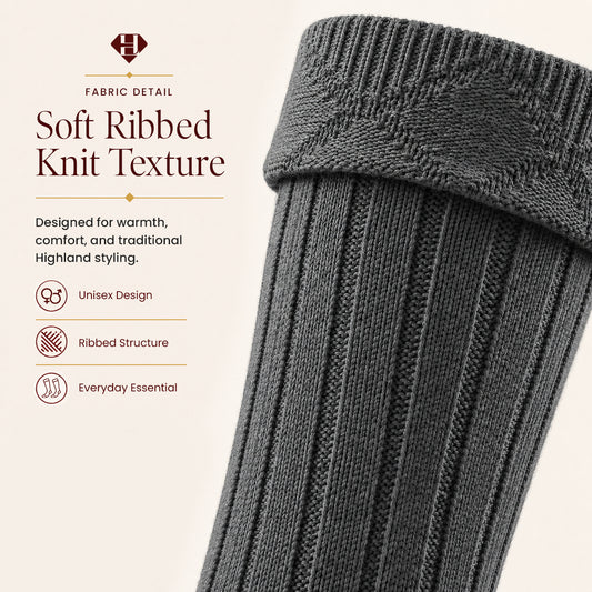 Comfortable Wool Blend Grey Kilt Hose | High-Quality Kilt Socks