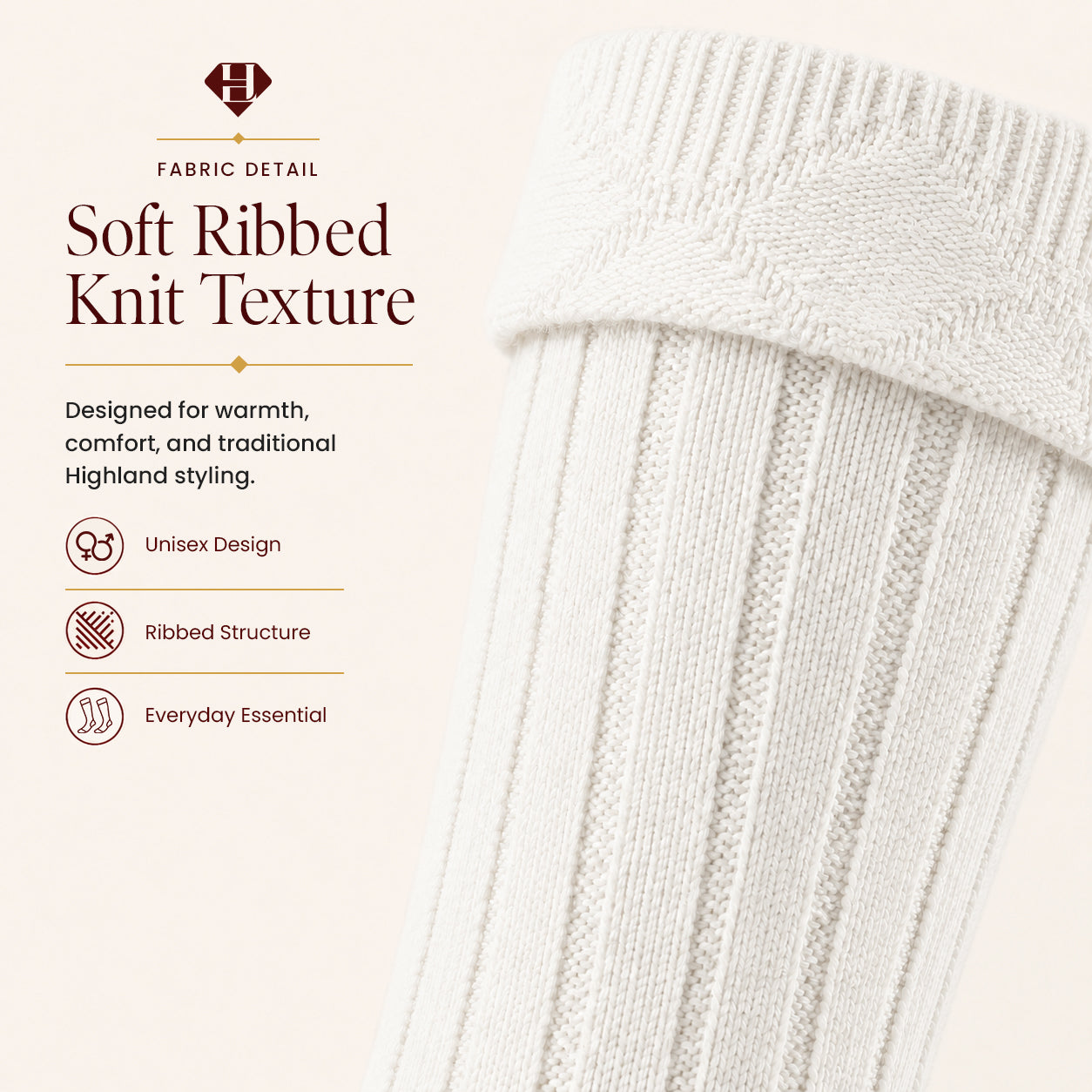 Comfortable Wool Blend White Kilt Hose | High-Quality Kilt Socks