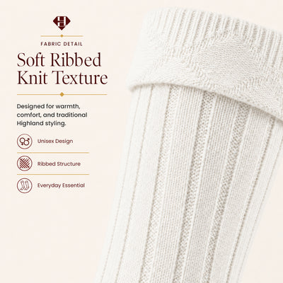 Comfortable Wool Blend White Kilt Hose | High-Quality Kilt Socks