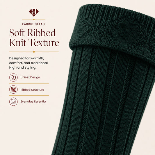 Comfortable Wool Blend Green Kilt Hose | High-Quality Kilt Socks