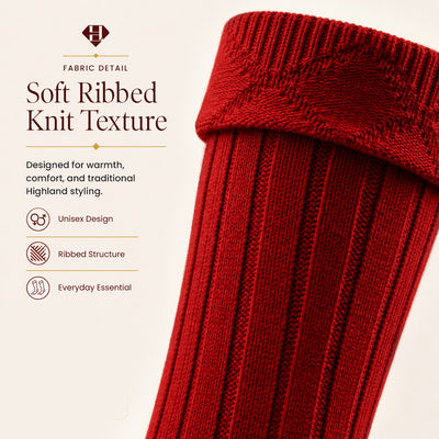 Comfortable Wool Blend Red Kilt Hose | High-Quality Kilt Socks