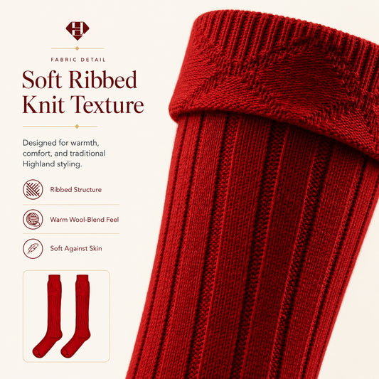Comfortable Wool Blend Red Kilt Hose | High-Quality Kilt Socks