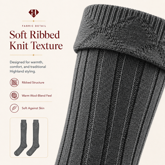 Comfortable Wool Blend Grey Kilt Hose | High-Quality Kilt Socks
