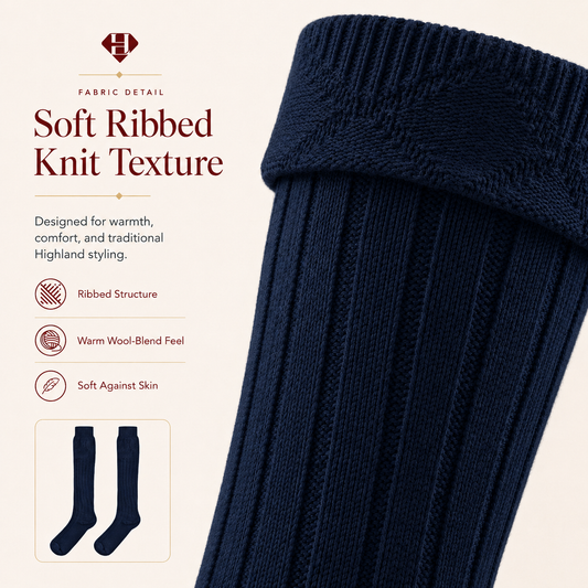 Comfortable Wool Blend Blue Kilt Hose | High-Quality Kilt Socks