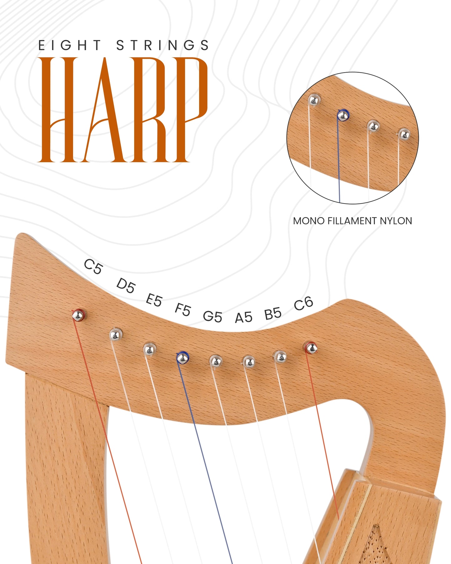 Mini Celtic Harp 8 String | Portable Celtic Instrument for Beginners & Professionals