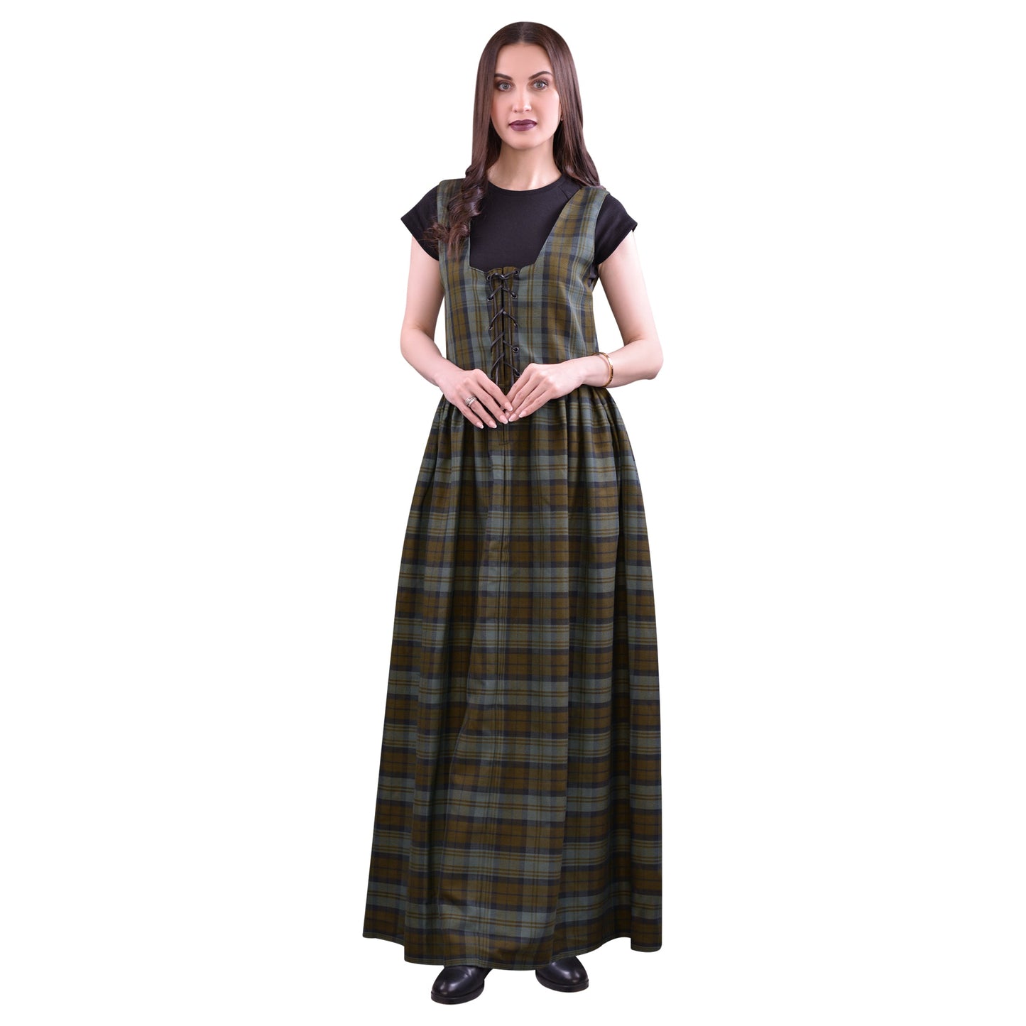 Women's Scottish Highland Dress - Long Tartan Dress | Black Watch Weathered