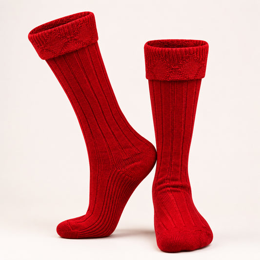 Comfortable Wool Blend Red Kilt Hose | High-Quality Kilt Socks