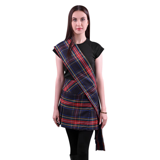 Women's Sash in Black Stewart Tartan