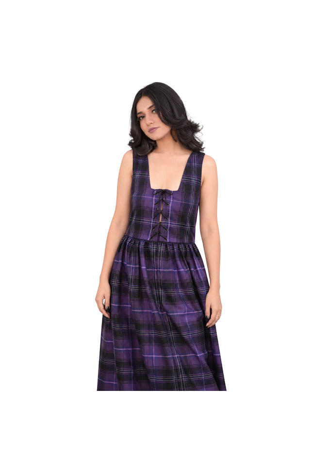 Women's Scottish Highland Dress - Long Tartan Dress | Passion of Scotland Purple