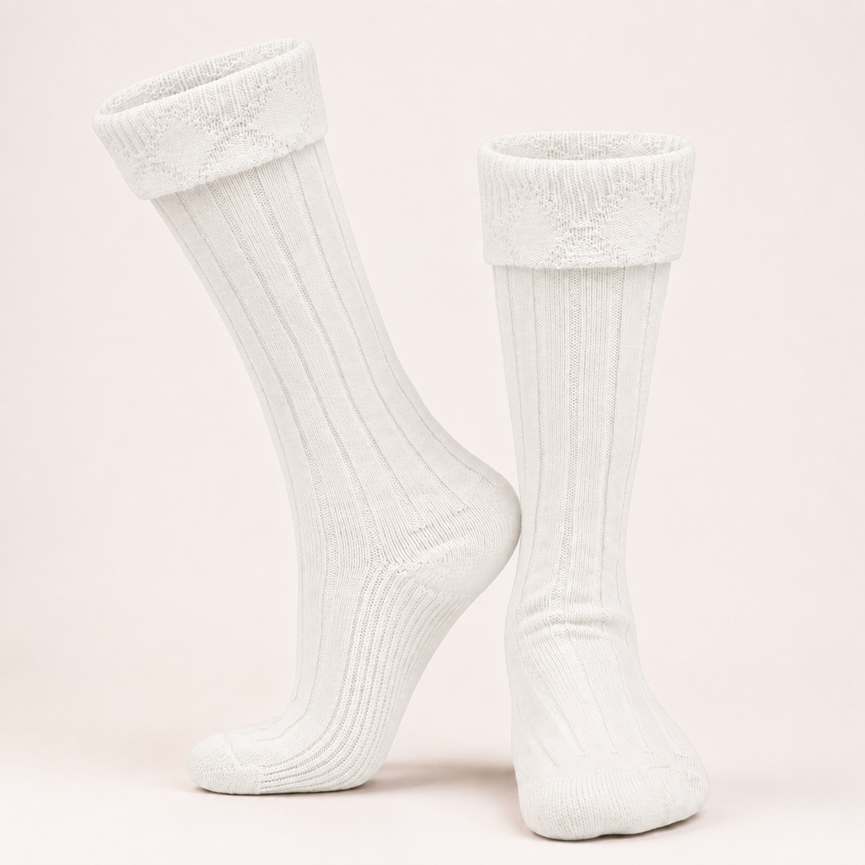 Comfortable Wool Blend White Kilt Hose | High-Quality Kilt Socks