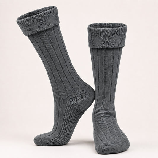 Comfortable Wool Blend Grey Kilt Hose | High-Quality Kilt Socks