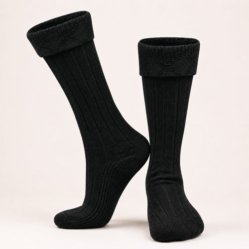 Comfortable Wool Blend Black Kilt Hose | High-Quality Kilt Socks