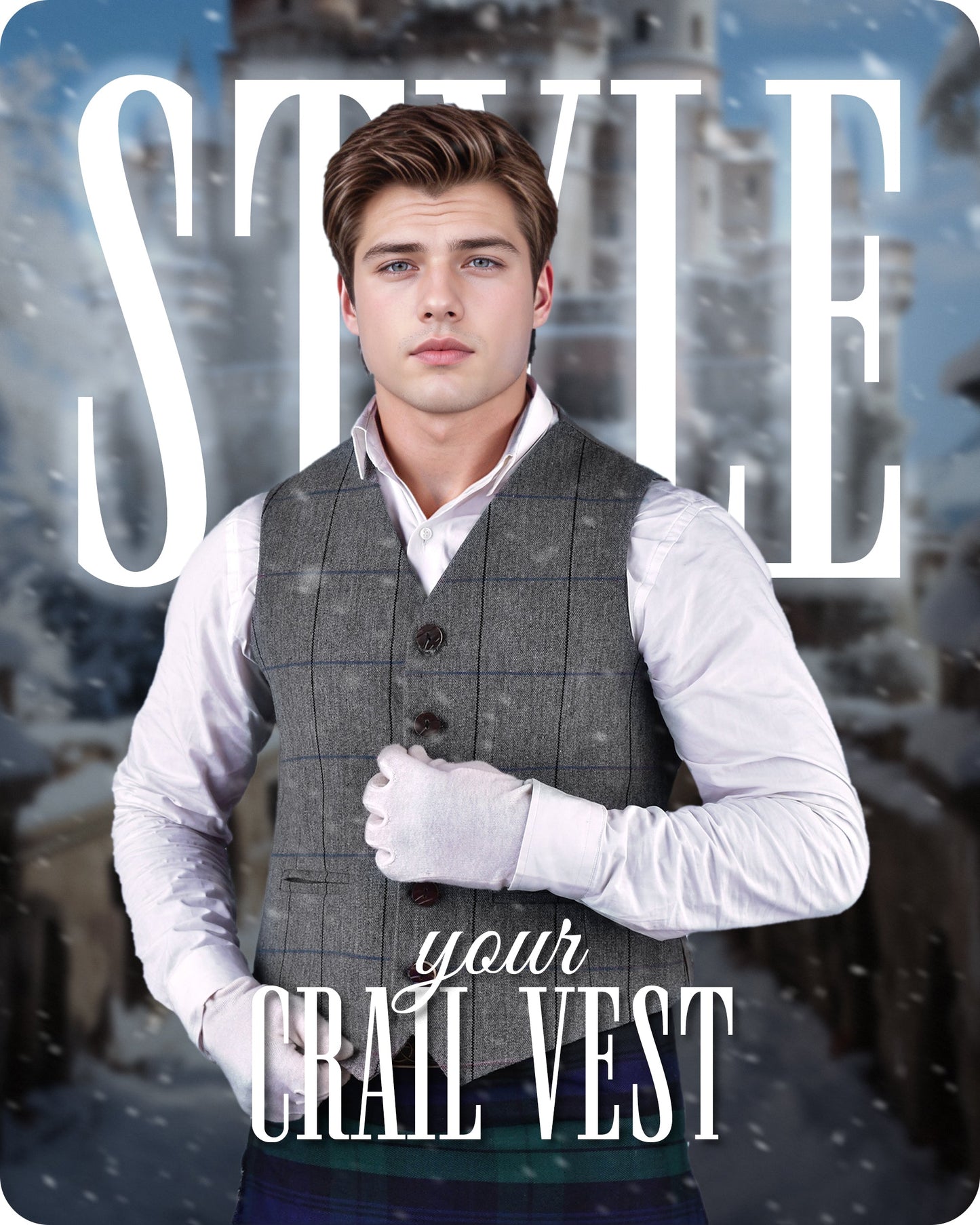 Bold Grey Crail Vest - Red Check