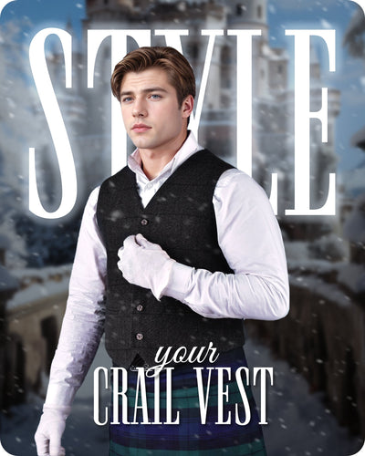 Charcoal Grey Crail Jacket and Vest - Self Check  -  Italian Tweed Wool | Scottish Formalwear